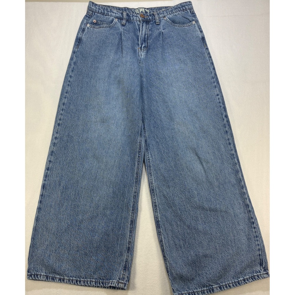 Rewash Pleated Wide Leg Jeans Women Size 9 29 High Rise Baggy Skater Medium Wash